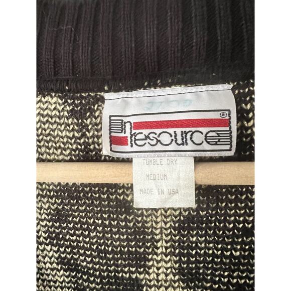 Vintage 90s Dead Stock Gold Metallic Argyle Cardigan Sweater Medium - Picture 4 of 6